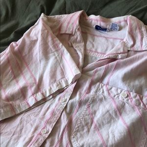 💗pink striped button up💗